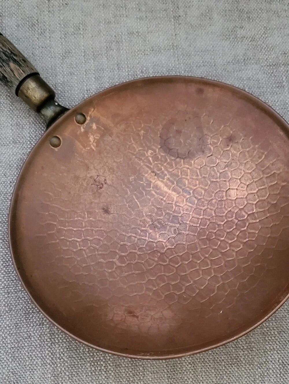 Vintage Hammered Copper Ladle/Spoon With Wood Handle And Brass Hardware